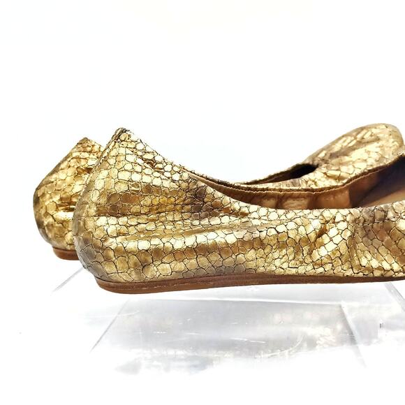 Vera Wang Lavender Ballet Flats | Gold Metallic Snake Leather Made in Italy EUC - Picture 9 of 16